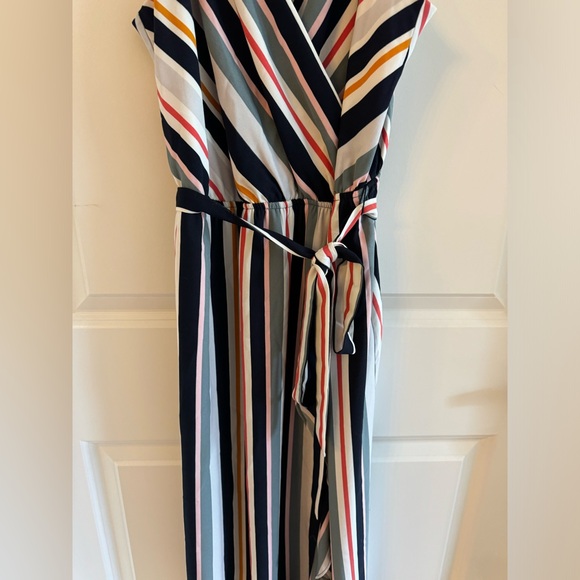 Striped Multicolor Faux Wrap Dress - LOFT Outlet - Picture 3 of 5
